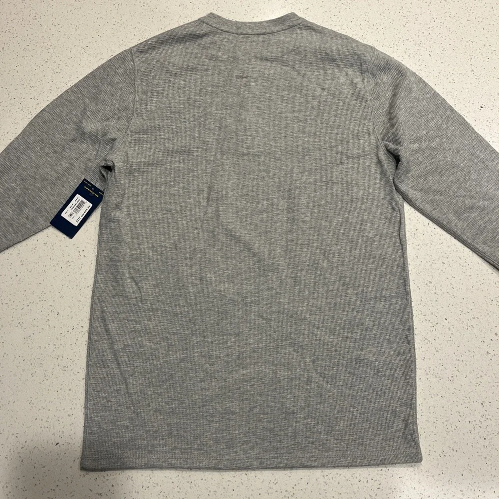 NWT Polo Ralph Lauren‎ Waffle Knit Henley Thermal Crew-Neck T-Shirt SZ- L - Gray